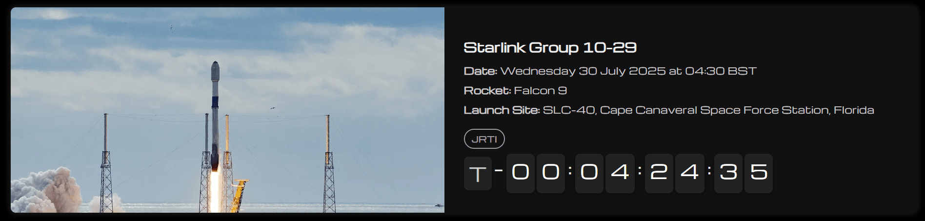 SpaceX Stats Launch Card